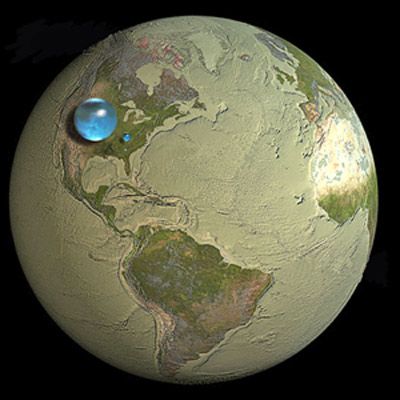 If all the water on Earth was put together it would be this big in comparison .  the little blip next to it is the fresh water we have on this amazing planet.  Pretty sobering if you ask me Jupiter Moons, Astronomy Pictures, Earth Surface, World Water, Space Science, The Final Frontier, Earth Science, Girl Scout, Science And Nature