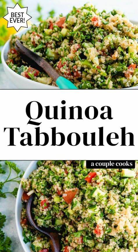 Quinoa tabbouleh is always a hit, starring lemon and fresh herbs! This spin on the classic Middle Eastern salad is an easy healthy side dish. #quinoa #tabbouleh #quinoatabbouleh #quinoatabouli #tabouli #greek #lebanese #healthy #easy #quinoarecipe Tabouli Recipe, Tabouli Salad, Easy Healthy Side Dishes, Tabbouleh Recipe, Quinoa Tabbouleh, Easy Quinoa, Tabbouleh Salad, Vegetarian Cookbook, Middle Eastern Food