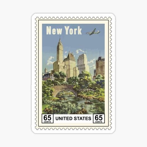 Stamp New York Stickers for Sale | Redbubble New York Stickers, Travel Stickers Printable, New York Drawing, Postage Stamp Design, Sky Art Painting, Cute Laptop Stickers, Unique Stamps, Scrapbook Stickers Printable, Travel Stickers