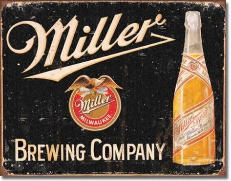 Poster Discount Miller Brewing Vintage Tin Sign, 16x12 #beer #posters #gifts #giftideas #coolstuff Metal Beer Signs, Vintage Beer Signs, Beer Ads, Retro Signs, Miller High Life, Beer Poster, Miller Lite, Pin Up Vintage, Beer Brands