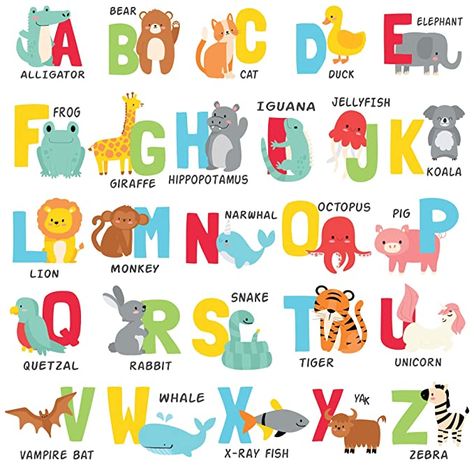 Amazon.com: Mienno Alphabet Wall Decals, Animal Alphabet Wall Stickers for Kids Room, Nursery Room, Classroom, Removable Vinyl Animal Alphabet Stickers Decals: Baby Alphabet Wall Decals, Fabric Painting Ideas, Wall Stickers For Kids, Alphabet Wall, Stickers For Kids, Alphabet Stickers, Vampire Bat, Wall Stickers Kids, Animal Alphabet