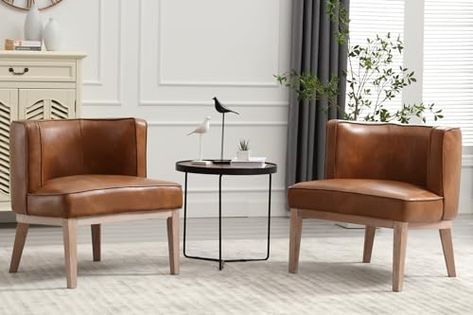 Waiting Room Design Reception Areas, Small Leather Chairs, Waiting Room Furniture, Waiting Room Design, Office Brown, Small Spaces Living Room, Brown Accent Chair, Modern Accent Chairs, Barrel Chairs