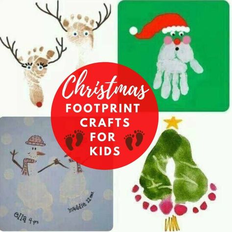 Handprints Christmas, Footprint Crafts For Kids, Kids Christmas Painting, Christmas Footprint Crafts, Christmas Footprint, Baby Christmas Crafts, Christmas Handprint Crafts, Handprint Christmas, Christmas Craft Ideas