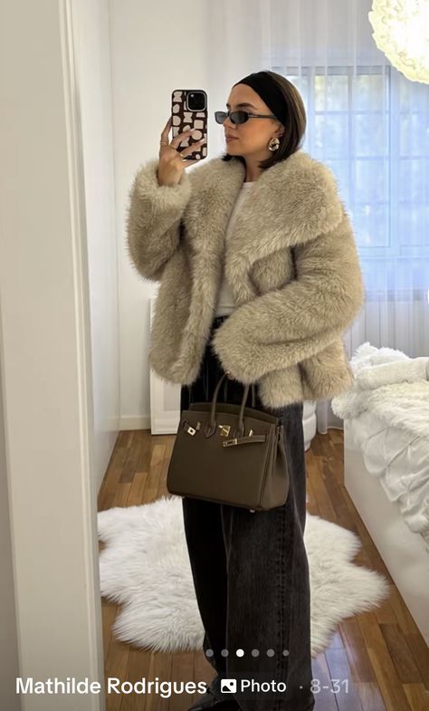 Faux fur hooded coat