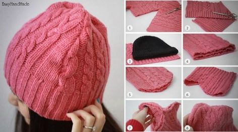 Diy Beanie Hat, Winter Hat Diy, Old Sweater Diy, Diy Beanie, Old Sweater Crafts, Diy Winter Hat, Sweater Tutorial, Recycled Wool Sweater, Recycled Sweaters