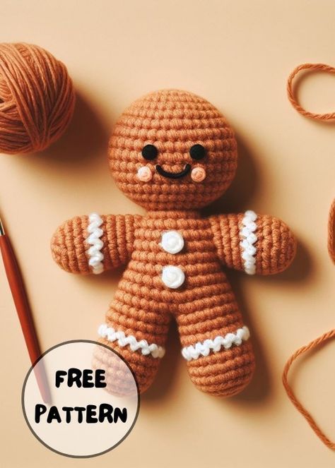 Free Crochet Gingerbread Man Amigurumi Pattern Crochet Pattern Gingerbread Man, Easy Crochet Gingerbread Man, Free Gingerbread Man Crochet Patterns, Christmas Crochet Gingerbread Man, Crochet Mini Gingerbread Man Free Pattern, Knitted Gingerbread Man, Crocheted Gingerbread Man Patterns, Gingerbread Man Amigurumi Free Pattern, Ginger Bread Man Crochet Free Pattern