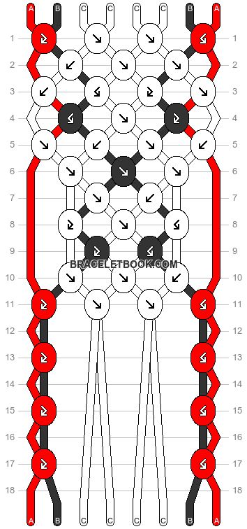 Normal pattern #157869 | BraceletBook Emo Friendship Bracelets Patterns, Skull Bracelet Pattern, Bracelet Template, String Bracelet Patterns, Bracelets To Make, Halloween Bracelet, Friendship Bracelets Patterns, Diy Friendship Bracelets, Friendship Bracelets Tutorial