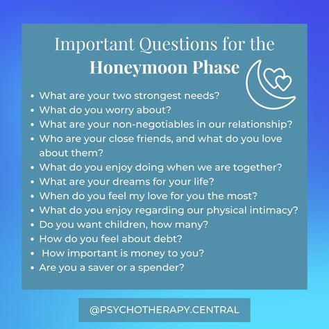 Important Questions for the Honeymoon Phase Phases Of A Relationship, Honeymoon Phase Aesthetic, When The Honeymoon Phase Is Over, Waxing Crescent Phase Moon, First Quater Moon Phase, Honeymoon Stage, Relationship Counselling, Honeymoon Phase, Physical Intimacy