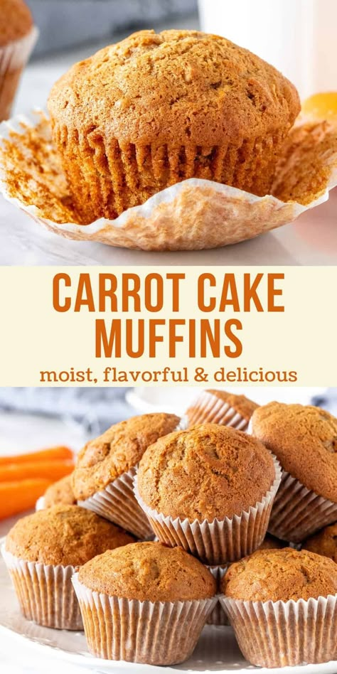 Jumbo Carrot Cake Muffins, Healthier Carrot Cake, Carrot Recipes Dessert, Carrot Cake Muffin Recipe, Carrot Muffin Recipe, Muffins With Cream Cheese, Cake Cravings, Cheese Muffin, Baked Recipe