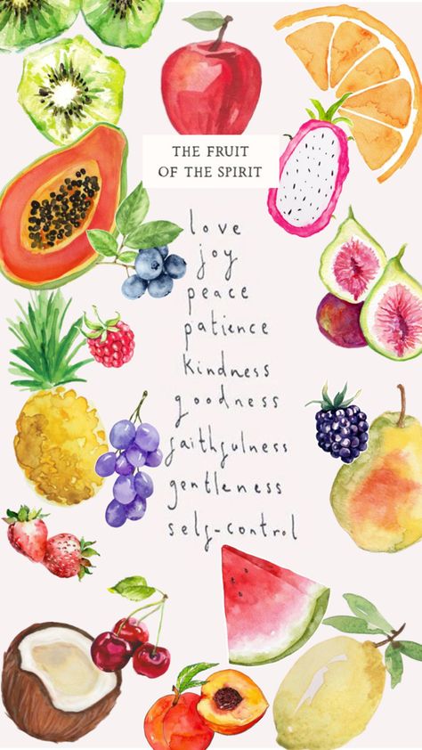 #fruitofthespirit #christian #art #watercolor #aesthetic Christian Song Quotes, Fruits Of The Spirit, Watercolor Aesthetic, The Fruit Of The Spirit, Holy Quotes, Spirit Art, Love Joy Peace, Watercolor Fruit, Jesus Wallpaper