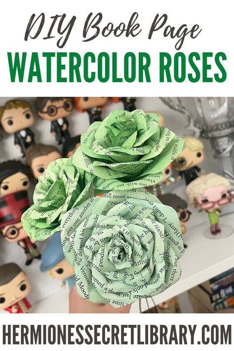 Create beautiful roses out of old books! #crafts #bookcrafts #bookcraft #diy #books #booklovers #bookstagram #upcycled #recycledcrafts #roses #bookroses #bookpageroses #paintedroses #rose #bookrose #bookpagerose #rosecraft #rosecrafts #papercraft #papercrafts Book Paper Roses Diy, How To Make Book Page Roses, Recycled Book Crafts, Book Page Roses Bouquet, Paper Flowers From Book Pages Rose Tutorial, Recycled Paper Art, Upcycled Books Crafts, Secret Library, Church Library