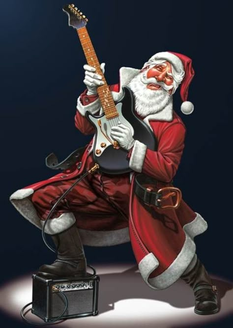 Have a Rockin' Christmas! - Gallery Santa Art, Bad Santa, Creepy Christmas, Christmas Artwork, Dark Christmas, Christmas Rock, Merry Christmas Images, Funny Santa, Rock N’roll