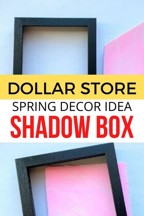 Decorate your home for spring with this cute shadow box butterfly art display. Learn how to make this from dollar store items, its the perfect craft idea for kids as well as they can color in the butterflies and decide where to stick them. #diy #spring #shadowbox Big Shadow Box Ideas, T Shirt Shadow Box Ideas Diy, Make Your Own Shadow Box Frame, Picture Frame Shadow Box Diy, Shadow Box Centerpieces, Diy Shadow Box For Jersey, Diy Display Box How To Make, Shadow Box Alternative, Mini Shadow Box Diy