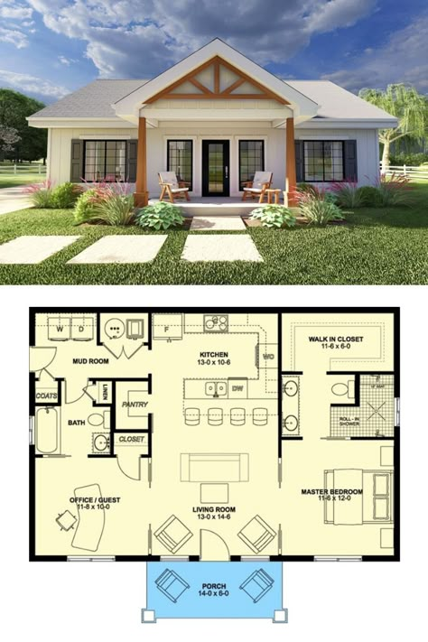 Small Cottage House, Small Cottage House Plans, Plan Villa, American House Plans, Small Cottage Homes, Cottage Floor Plans, Design Villa, Small House Floor Plans, Building Plans House