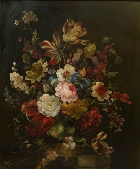 Fine Large 17th Century Style Dutch Old Master Still Life Flowers Oil Painting | #1778097568 Rachel Ruysch, Dutch Still Life, Baroque Painting, Still Life Flowers, Baroque Art, Still Life Oil Painting, Pierre Auguste Renoir, Oil Painting Flowers, Painting Still Life