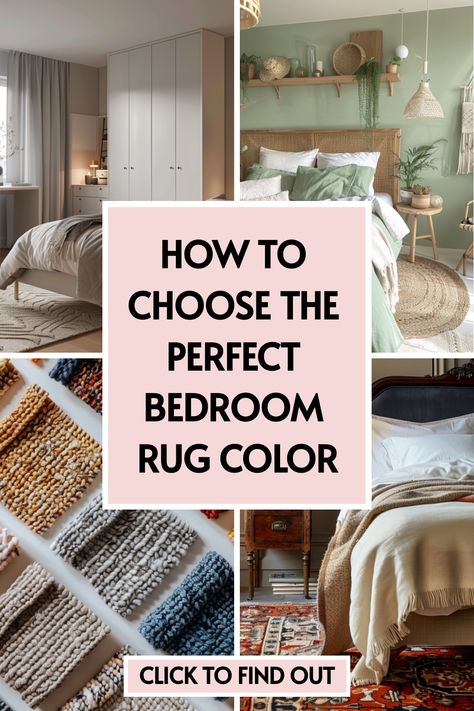 🛌💡 Need a quick update? See how choosing the right bedroom rug color can transform your space! Our article provides brilliant bedroom design ideas that incorporate stylish, colorful rugs. Click now for the best bedroom inspiration! Rugs In The Bedroom, Rugs For Carpeted Bedroom, Where To Put A Rug In A Bedroom, Patterned Bedroom Carpet, Best Bedroom Rugs, Bedroom Rug Inspiration, Bed Rug Ideas, Rug Over Carpet Bedroom, Rug Next To Bed