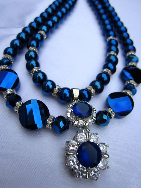 Cobalt Blue 2 Starnds Glass Pearls Necklace with by AmiraJewelryy, $57.00 Blue Wardrobe, Fashion Boards, Pearls Necklace, Blue Dream, Feeling Blue, Love Blue, Blue Jewelry, Blue Pearl, Precious Gems