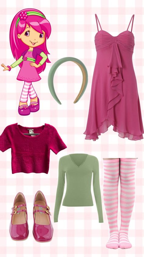 Raspberry Torte Costume, Strawberry Shortcake Halloween, Shortcake Aesthetic, Strawberry Shortcake Aesthetic, Strawberry Shortcake Outfits, Strawberry Shortcake Costume, Costume Aesthetic, Raspberry Torte, Strawberry Shortcake And Friends