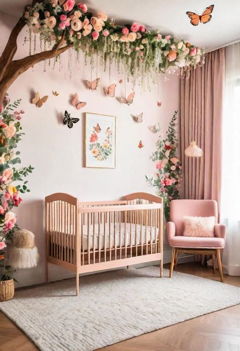 33 Enchanting Girl Nursery Ideas: Chic Decor for Her First Room 41 Girl Baby Bedroom Ideas, Fairy Themed Nursery Girl, Baby Room Themes Girl, Baby Girl Nursery Room Ideas Boho, Baby Girl Rooms Nursery, Fairy Garden Nursery Theme, Hummingbird Nursery, Girl Nursery Ideas Themes, Nursery Themes Girl