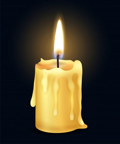 Isolated yellow realistic burning candle... | Free Vector #Freepik #freevector #light Candle Flame Art, Candle Painting Art, Light Composition, Candle Background, Realistic Candles, Dark Illustration, Candle Fire, Xmas Candles, Yellow Candles