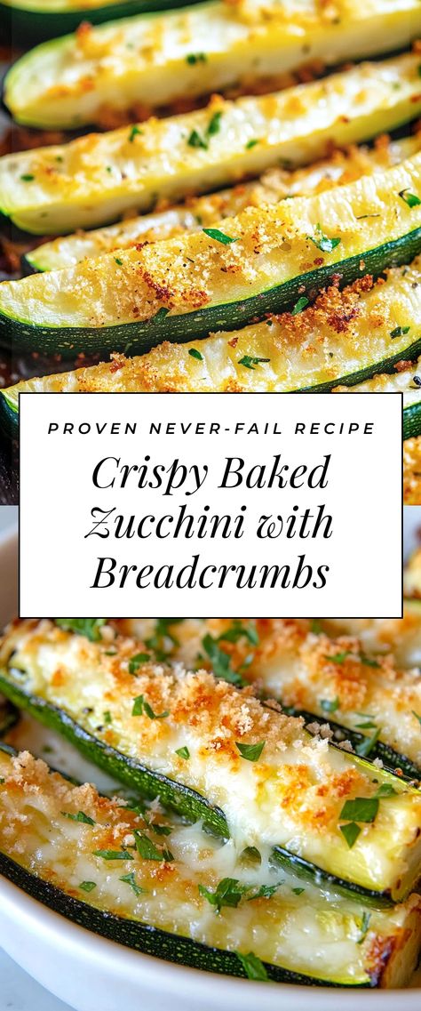 Image for Crispy Baked Zucchini with Breadcrumbs Easy Baked Zucchini Recipes, Baked Zucchini With Cheese, Best Roasted Zucchini, Delicious Vegetable Side Dishes, Healthy Zucchini Sides, Baked Zucchini Spears, Cooked Zucchini Recipes, Zucchini And Feta Recipes, Breaded Zucchini Baked