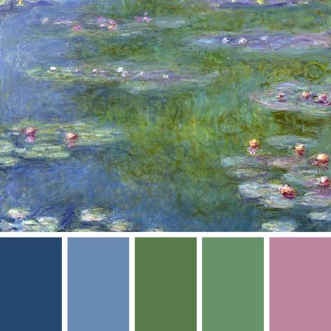 Colors In Nature, Analogous Color Scheme, Master Artists, Claude Monet Paintings, Monet Water Lilies, Warm And Cool Colors, Natural Palette, Water Lilly, Monet Paintings