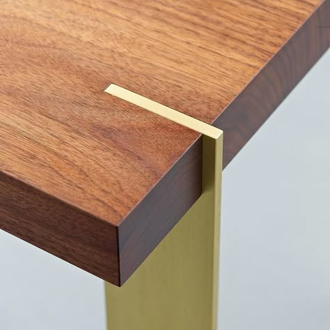 Walnut and Brass: Joined at the Tip in Side Table Collection | Woodworking Network Meja Sofa, Ip Design, Joinery Details, Group Project, Work Plans, Wood Joints, Wood Detail, Into The Woods, Furniture Details