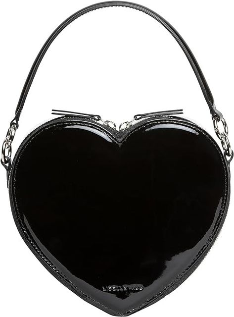 Amazon.com: Liselle Kiss Harley Heart Top Handle Crossbody Bag, Black Glossy : Clothing, Shoes & Jewelry Heart Crossbody Bag, Leather Heart, Crossbody Bag Black, Heart Top, Heart Bag, Floral Applique, Brass Chain, Long Sleeve Lace, Sling Bag