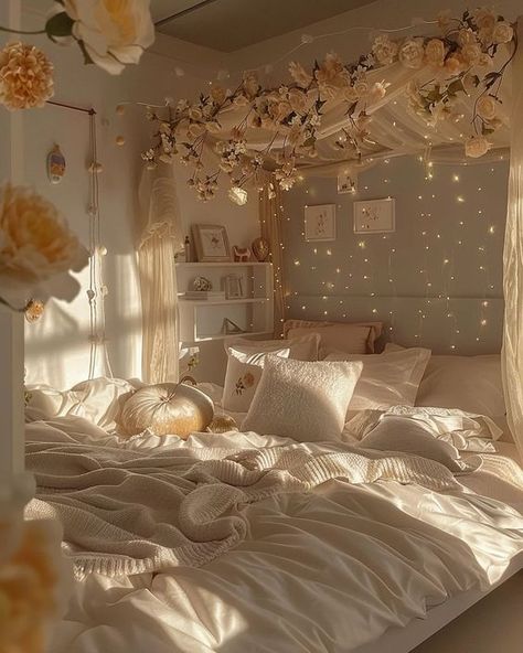 Bedroom Chill Vibes, Bed Rooms Ideas Cottage Core, Enchanted Bedroom Aesthetic, Romantic Cottagecore Bedroom, Bedroom Makeover Minimalist, Bedroom Ideas Stars, Aesthetic Rooms Bedrooms Cozy, Cute Room Decor Cozy, Cozy Aesthetic Bedroom Decor