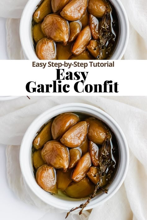 Roasted Garlic Recipe, Confit Recipes, Garlic Confit, Garlic Recipe, Garlic Recipes, Tempura, Roasted Garlic, Easter Hairstyles, Appetizer Snacks