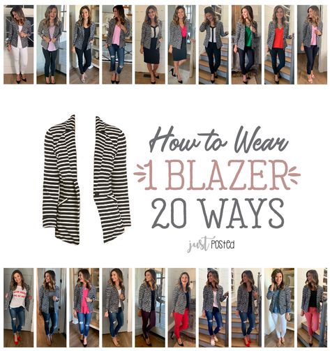 How to Wear One Striped Blazer Twenty Ways How To Wear Blazer, Striped Blazer Outfit, Blazer Pattern, Zooey Deschanel, Striped Blazer, Blazer Outfits, Fashion Mode, Work Attire, Mode Inspiration