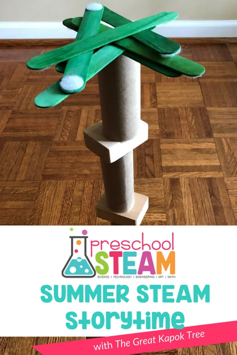 The Great Kapok Tree: A STEAM Activity for Preschoolers - Preschool STEAM - Tree Themed Preschool Activities, Rainforest Science Preschool, Rainforest Science Experiments For Kids, Rainforest Science Activities, Rainforest Preschool Theme, Rainforest Stem Activities, Trees For Preschoolers, Forest Activities For Preschool, Rainforest Activities Preschool