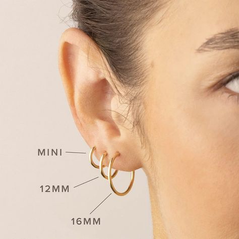 Made By Mary Live In Hoop Earrings | Minimal,Classic,Light,Comfortable Mini Gold Hoops, Jewellery Advent Calendar, Lace Choker Necklace, Made By Mary, Minimal Classic, Mini Hoop Earrings, Gold Filled Jewelry, Necklace Sizes, Silver Rose Gold