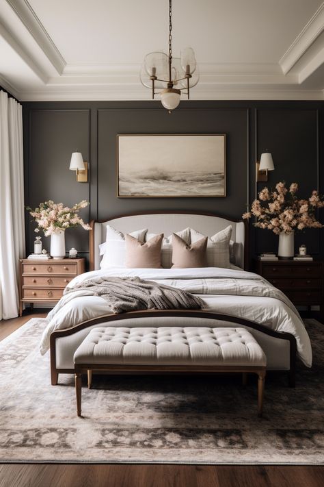 40+ Moody Romantic Bedroom Ideas To Unwind In Moody Bedroom Ideas, Moody Bedroom, Modern Luxury Bedroom, Casa Country, Bedroom Decor Cozy, Relaxing Bedroom, Black Bedroom, Romantic Bedroom, Bedroom Refresh