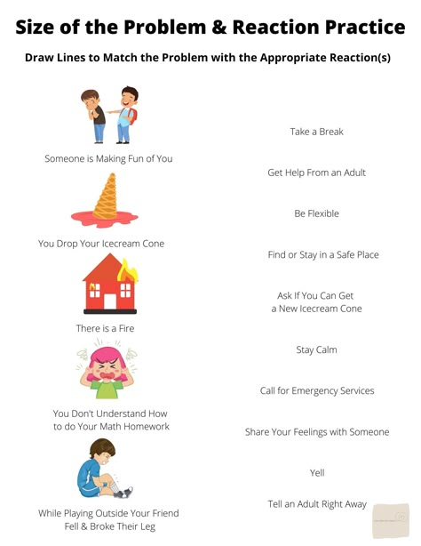 Size Of The Problem Visual, Size Of Problem Activities, Size Of Problem Size Of Reaction, Size Of The Problem Activities, Big Problem Vs Little Problem, Size Of The Problem Activities Free, Communication Activities For Kids, Self Control Activities For Kids, Problem And Solution Worksheet