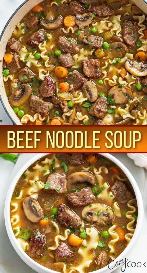 Cozy Cook, Winter Foods, Cozy Soup, Beef Soup Recipes, Beef Noodle Soup, Homemade Soup Recipe, Hearty Soup, Salad Pasta, Cook Recipes