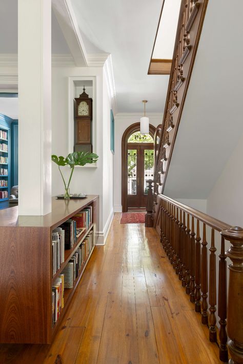 Brownstone Interior Design, Wood Panneling, Brownstone Interiors, Nyc Brownstone, Parlor Floor, Whole House Fan, Victorian Renovation, Apartment Entryway, Green Sink