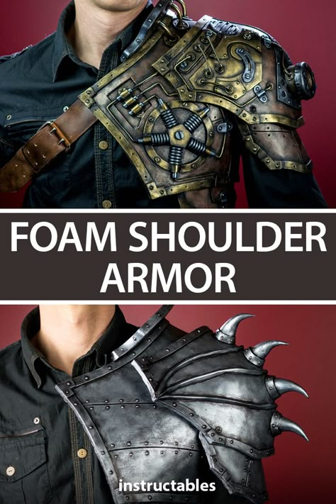 Diy Pauldron Armor, How To Make Armor Diy, Foam Shoulder Armor Template, Cosplay Foam Armor, Eva Foam Shoulder Armor, Eva Foam Chest Plate, Cosplay Eva Foam, Foam Armor Tutorial, Diy Cosplay Armor