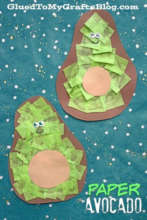 #gluedtomycrafts Paper Avocado Friend - Kid Craft Idea Preschool Food, Vegetable Crafts, Fruit Crafts, Toddler Arts And Crafts, Daycare Activities, Kid Craft, Daycare Crafts, Toddler Art, Classroom Crafts