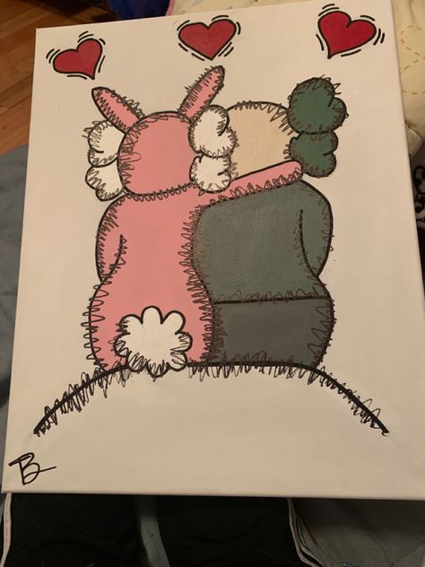 Canvas Design Ideas Kaws Drawing Easy, Kaws Drawing, Kaws Sketch, Kaws Painting, Cute Hand Tattoos, Beauty Art Drawings, Cute Canvas Paintings, Cute Canvas, Canvas Painting Designs