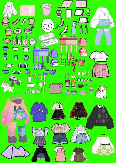 Gacha clothes and items Cool Colorful Backgrounds, Greenscreen Ideas, Free Green Screen Backgrounds, Princess Paper Dolls, Cute Eyes Drawing, Free Green Screen, Mouth Drawing, Cute Website, Color Palette Challenge