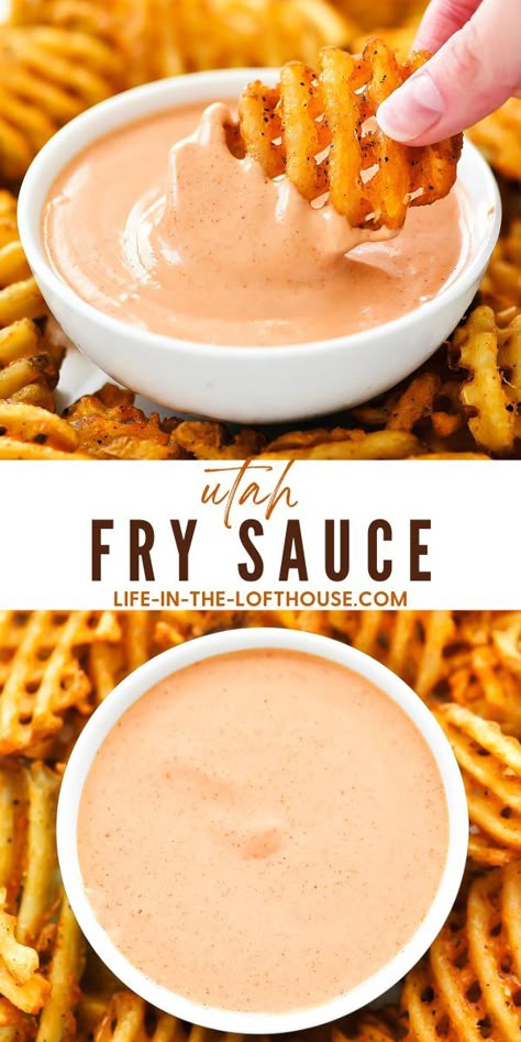 Utah Fry Sauce - Life In The Lofthouse Sweet Potato Fries Dipping Sauce, French Fry Sauce, Best Sauce Recipe, Easy Dipping Sauce, Homemade Sauce Recipes, Cocktail Syrups, Dipping Sauces Recipes, Craft Cocktail, Condiment Recipes