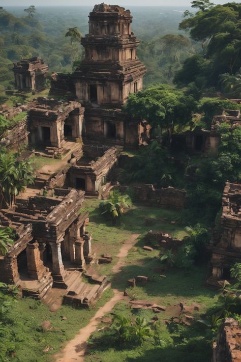 #asian #thailand #ruins #natural #free #travel Minecraft Ancient Ruins, Ancient Ruins Concept Art, Jungle Ruins, Asian Temple, Jungle Temple, Adventure Ideas, Ruined City, Temple Ruins, City Layout