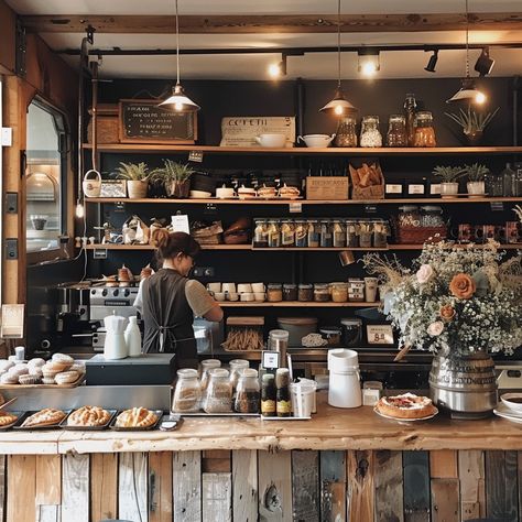 #CozyCoffeeShop: A #barista prepares #coffee in a cozy #cafe adorned with fresh #desserts and vibrant #blooms. #AIart #AIphoto #StockCake ⬇️ Download and 📝 Prompt 👉 https://stockcake.com/i/cozy-coffee-shop_493108_759916 Authentic Coffee Shop Design, Natural Coffee Shop, Cafe Inspo Coffee Shop, Coffee Shop Fireplace, Coffee Bar Ideas For Cafes, Colombian Coffee Shop, Local Coffee Shop Aesthetic, Cottage Coffee Shop, Coffee Shop Design Cozy