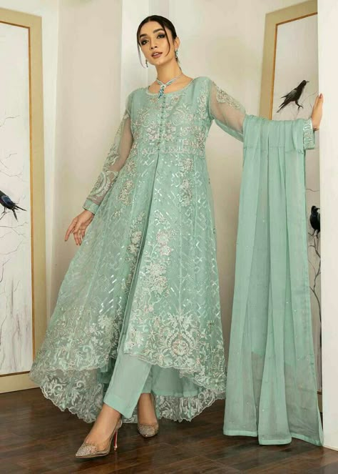 Plazo And Frock Design, Organza Work Dress, Organza Frock Suit With Plazo, Organza Fashion Design Dress Styles, 3 Piece Outfit Women Indian, Organza Suits Indian Party Wear, Organza Fabric Dress Design, Plazo Kurti Designs Party Wear, Organza Kurti Designs Latest Pakistani