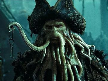 The terrifying 'Davy Jones' portrayed by Bill Nighy 'Dead Man's Chest' (still from film) Davy Jones, Jack Sparrow, Key Necklace, Pirates Of The Caribbean, The Caribbean, Octopus, Key