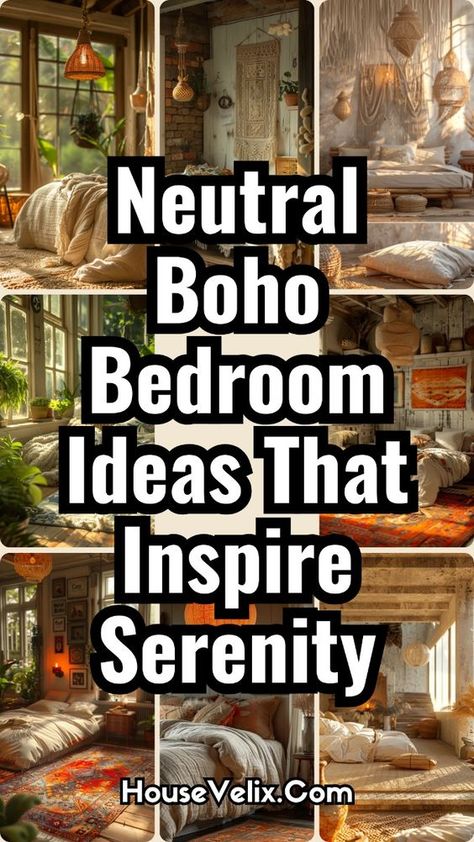 Bring a touch of serenity to your space with these calming and stylish ideas. Neutral boho bedroom ideas perfectly blend natural textures and soft colors for a peaceful retreat. #NeutralBohoBedroom #BohoBedroomIdeas #NeutralBedroom #BedroomIdeas Boho Bedroom Design Ideas, Romantic Boho Bedroom Ideas, Garden Inspired Bedroom, Boho Room Ideas Bedroom, Boho Bedroom Colors, Neutral Bedrooms With Pop Of Color, Bohemian Bedroom Colors, Neutral Boho Bedroom, Boho Chic Bedroom Ideas