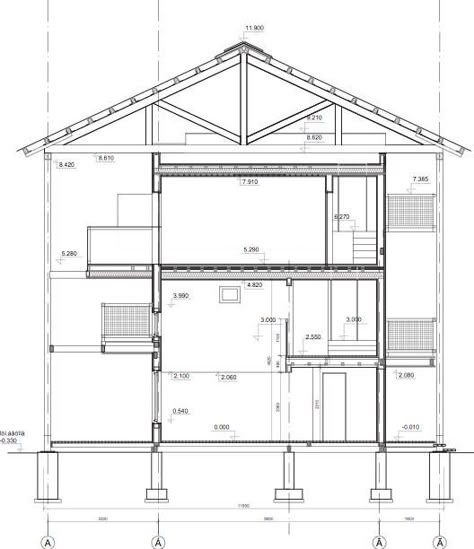 Section House in Tarussa / Bureau Alexander Brodsky House Section Drawing Architecture, How To Draw Section From Plan, House Section Drawing, Architecture Hacks, Section Illustration, Section Drawing Architecture, House Section, School Floor Plan, Section Plan