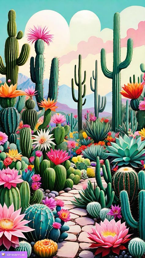 Cute wallpaper Iphone Wallpaper Cactus, Diy Yarn Decor, Cactus Wallpaper, Cactus Paintings, Wallpaper Background Design, Acrylic Art Projects, 2160x3840 Wallpaper, Witchy Wallpaper, Desert Painting