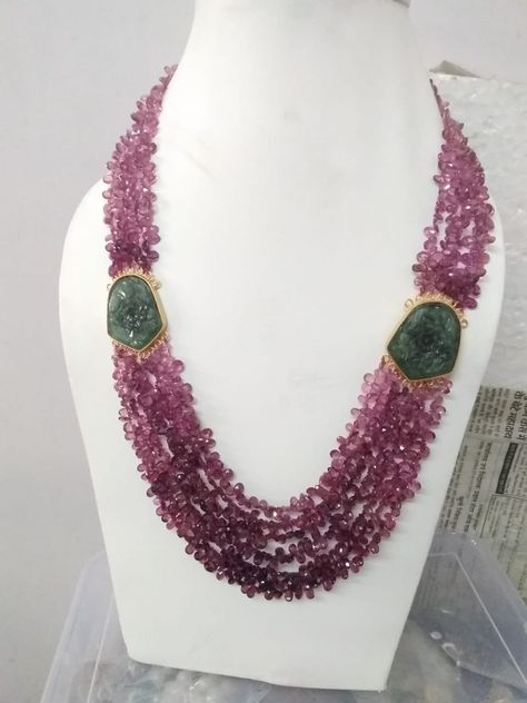 Ruby Beads Jewellery Indian, Beads Jewelry Indian Gold, Collar Rosa, Necklace Ruby, Jewelry Ruby, Multi Strand Beaded Necklace, Necklace Emerald, Gold Earrings Wedding, Pearl Bridal Jewelry